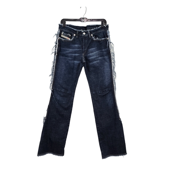 Diesel Industry Women's Cotton Blend Vintage Ripped Outseam Flared Jeans - 32 - Picture 1 of 9